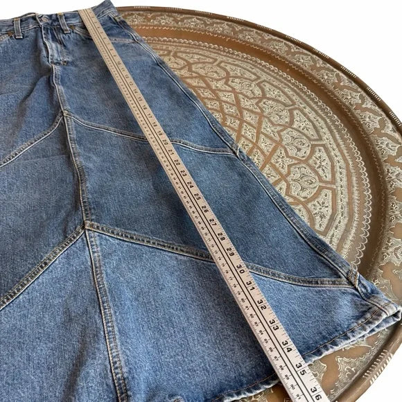 GAP Denim Maxi Skirt Patched Indigo Made in Italy Size 1
