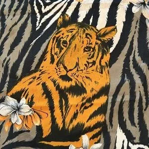 TIGERS & Tiger Lillies Made in Italy, BIG Scarf, Wrap, Paréo 42x62”
