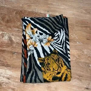 TIGERS & Tiger Lillies Made in Italy, BIG Scarf, Wrap, Paréo 42x62”