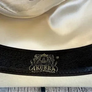 AKUBRA SNOWY RIVER Australian Cream Country Feather Hat, Pure Fur Felt