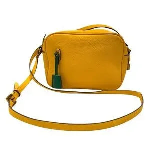 J CREW Yellow Italian Pebbled Leather Signet Crossbody Bag