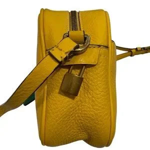 J CREW Yellow Italian Pebbled Leather Signet Crossbody Bag