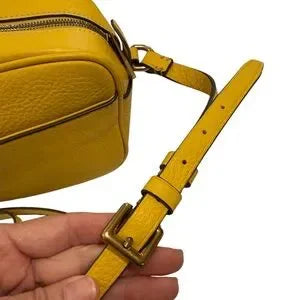 J CREW Yellow Italian Pebbled Leather Signet Crossbody Bag