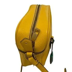 J CREW Yellow Italian Pebbled Leather Signet Crossbody Bag