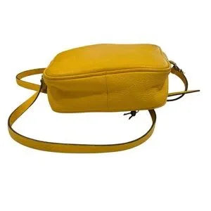 J CREW Yellow Italian Pebbled Leather Signet Crossbody Bag