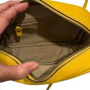 J CREW Yellow Italian Pebbled Leather Signet Crossbody Bag
