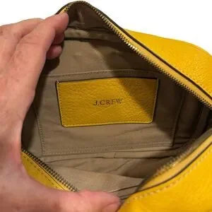 J CREW Yellow Italian Pebbled Leather Signet Crossbody Bag
