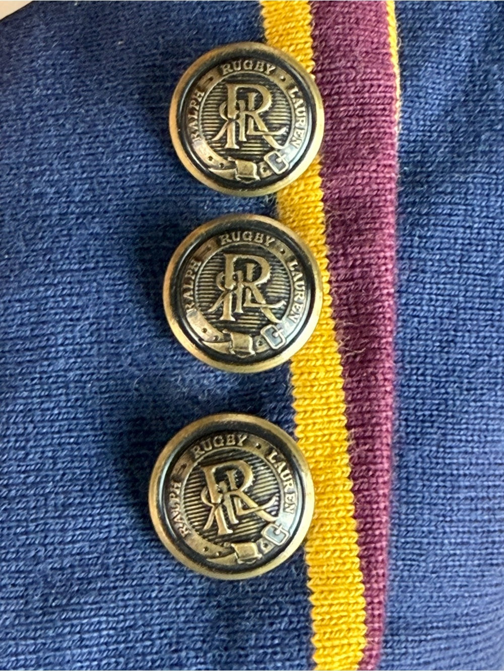 Rugby Ralph Lauren 2004 Crest Striped Knit Blazer Jacket Preppy Equestrian Sz S