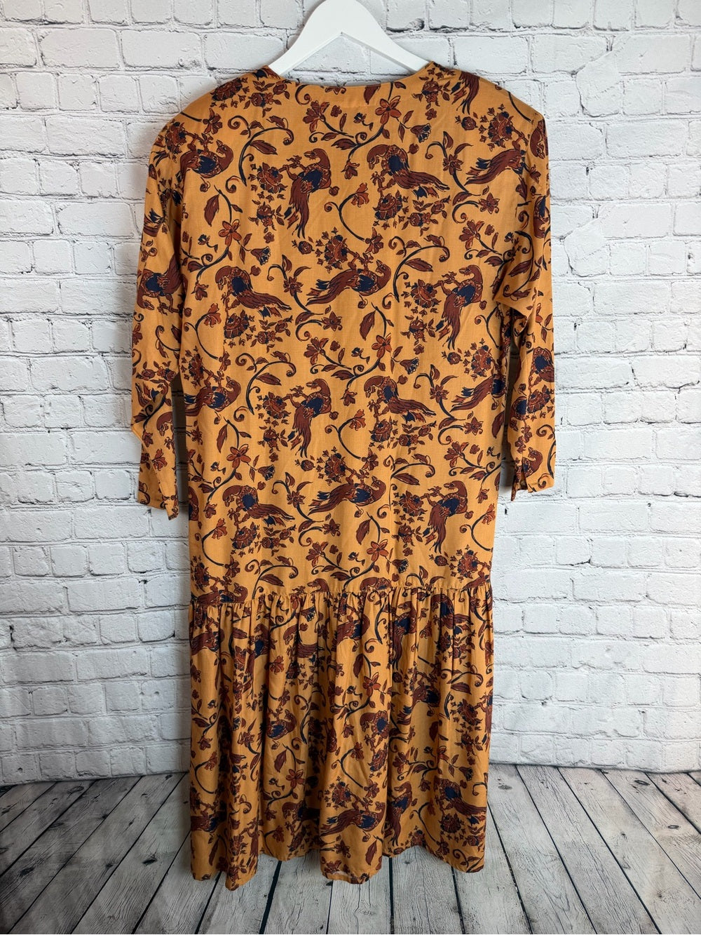 OUTBACK RED Vintage Modest Midi Dress Long Sleeve High Neck Classic