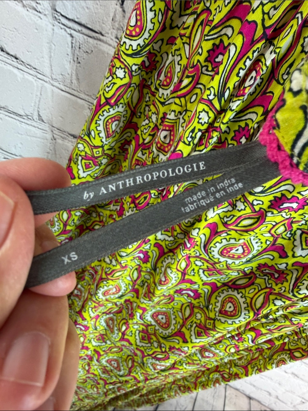 ANTHROPOLOGIE MALIKA Citron Raspberry Paisley Maxi Dress Low Back