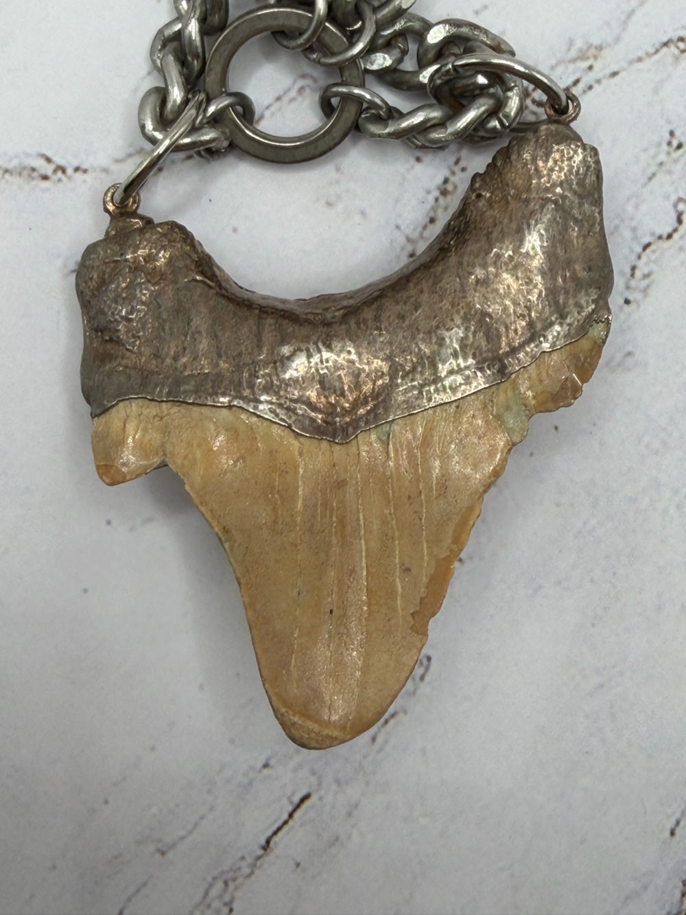 BCP Shark Tooth Statement Necklace Chunky Chain Handmade OOAK Pendant