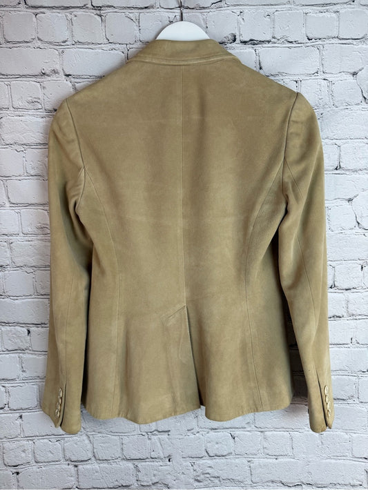 RALPH LAUREN Tan Suede Blazer Jacket Size 2 Equestrian Old Money Americana