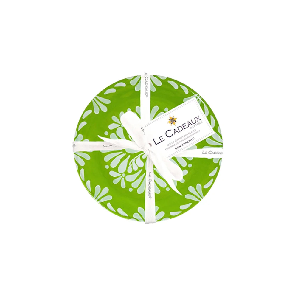 LE CADEAUX Green Appetizer Plates Set of 4