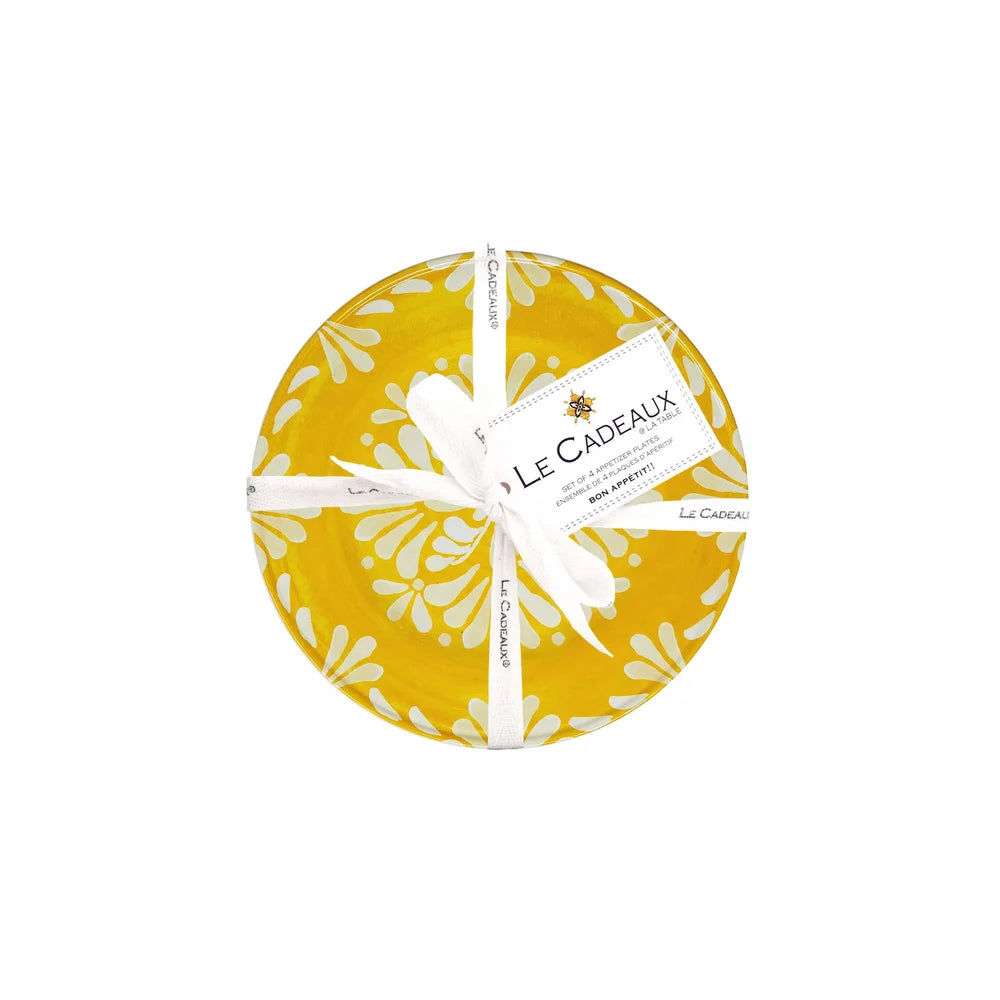 LE CADEAUX Yellow Appetizer Plates Set of 4