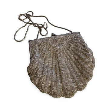 VINTAGE Silver Beaded Evening Bag