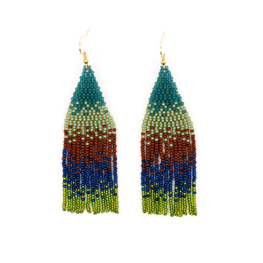 Ombre Fringe Earrings: Peacock
