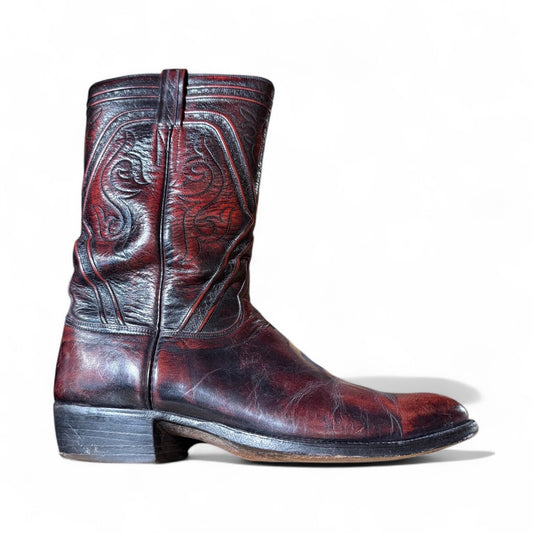 LUCCHESE Western Boots, Men's Black Cherry, Size 11EE