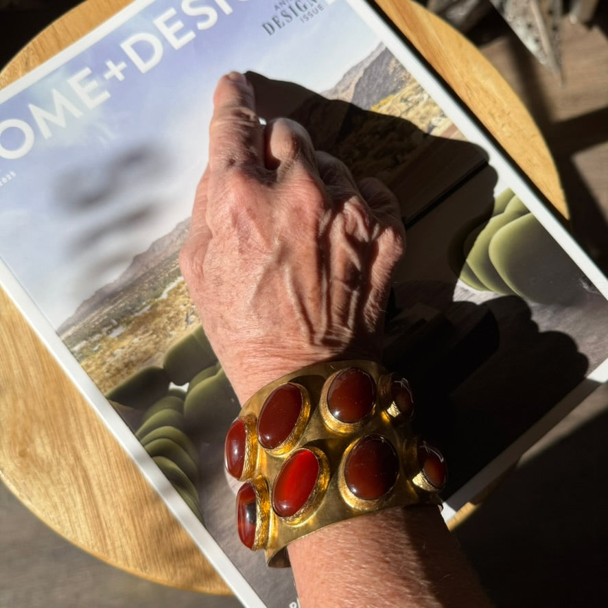 Cuff Bracelet Carnelian Cabochon