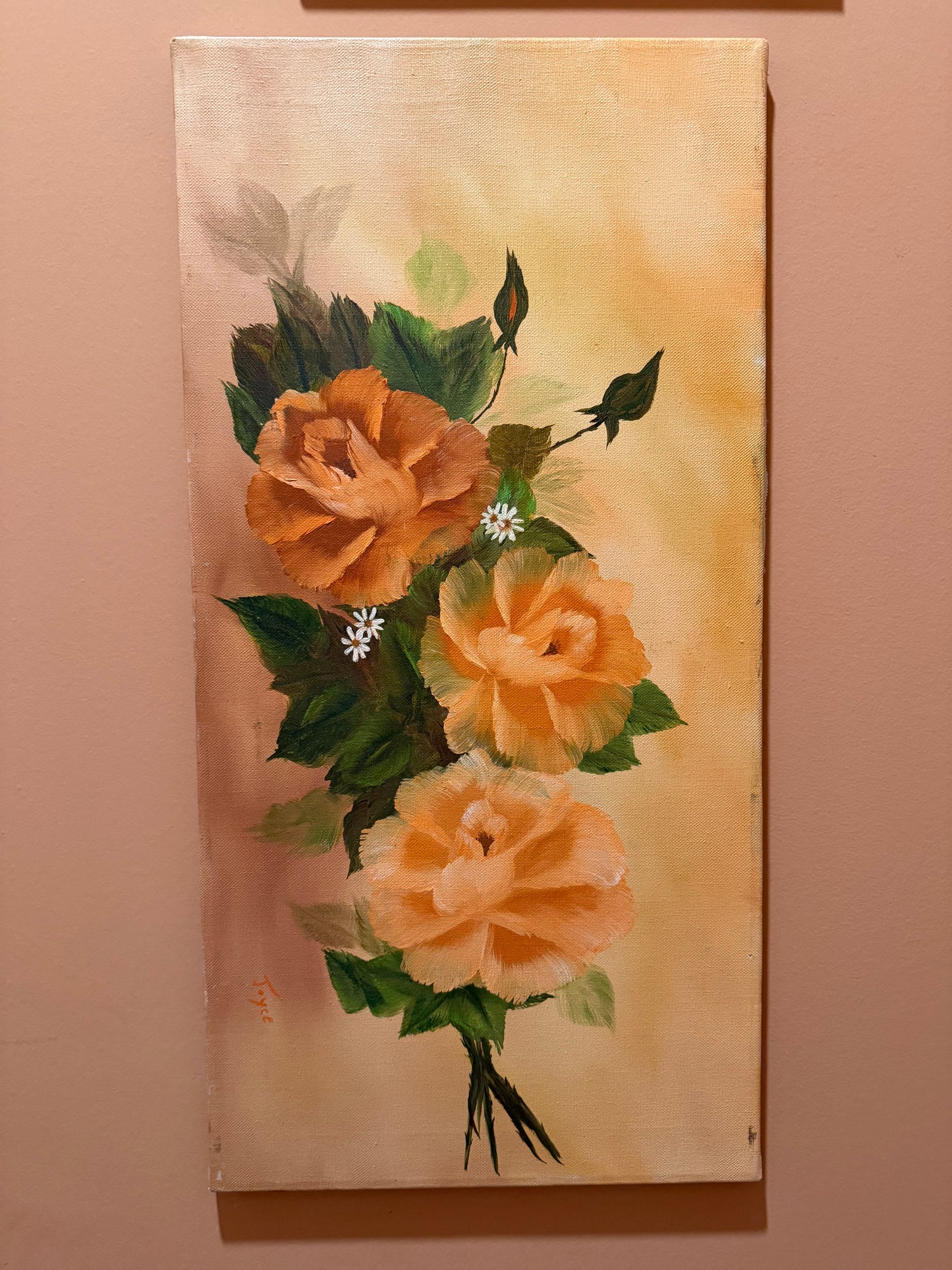 Art Print Retro Peach Roses