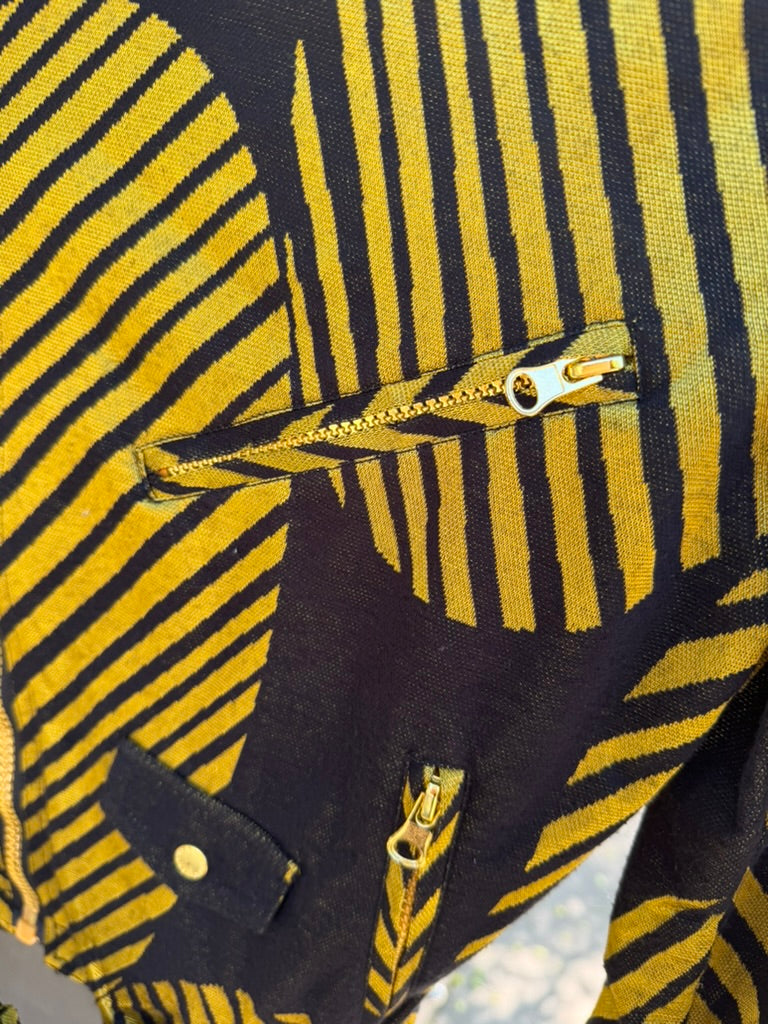 CUSTO BARCELONA Gold & Black 1980s Jacket, Size 2