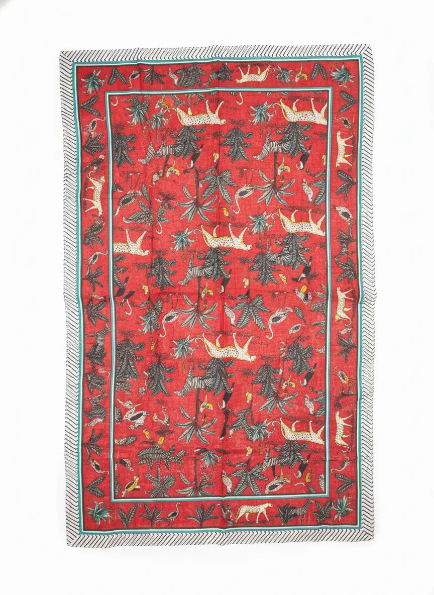Beach Wrap Red Jungle Cotton Sarong