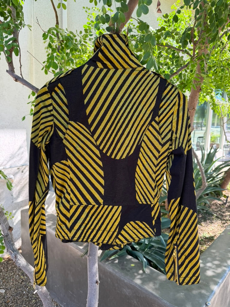 CUSTO BARCELONA Gold & Black 1980s Jacket, Size 2