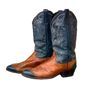 DAN POST Turquoise & Cognac Western Boot, Vintage, Size 10D