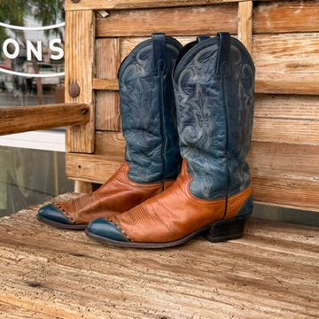 DAN POST Turquoise & Cognac Western Boot, Vintage, Size 10D