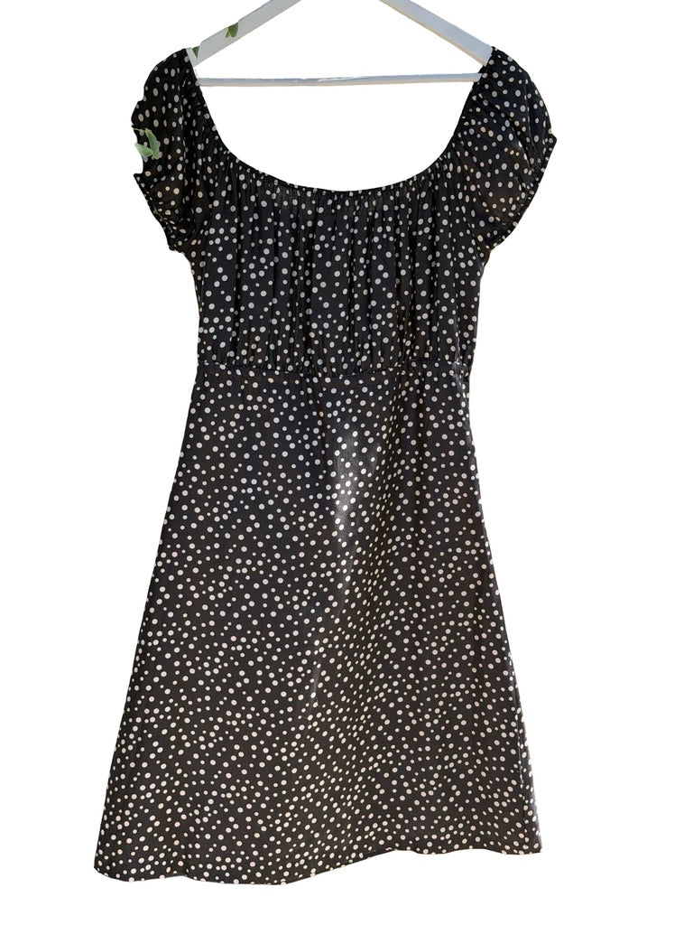 Silk Polka Dot Off the Shoulder Dress