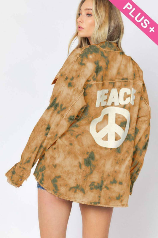 TIE DYE JACKET, PEACE: Tangerine / 1XL