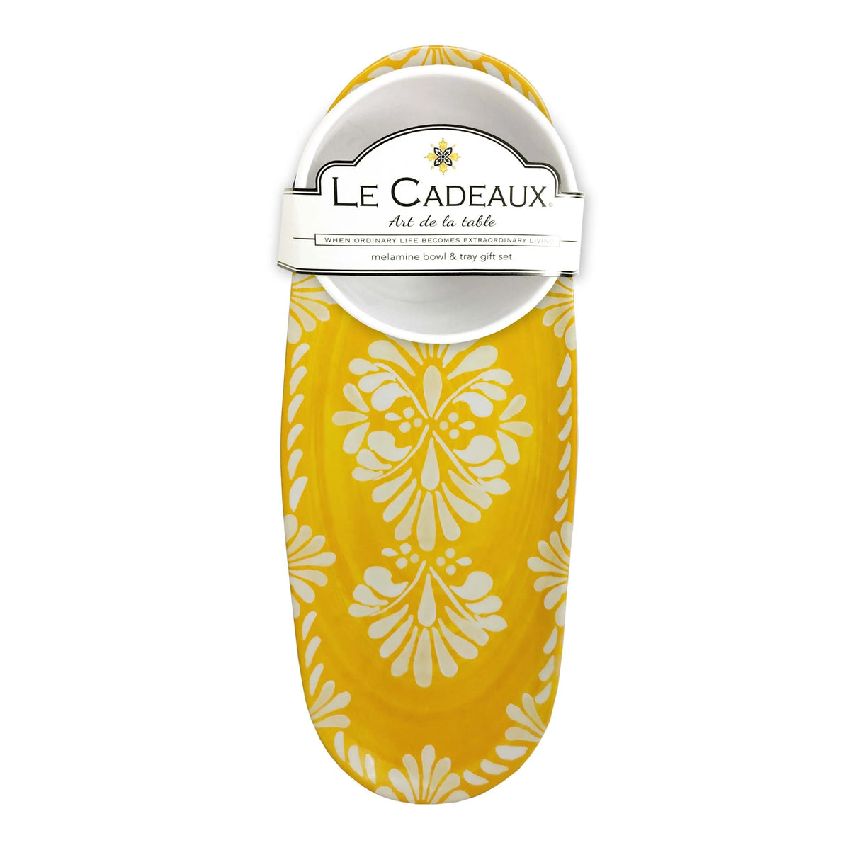 LE CADEAUX Yellow Melamine Bowl & Tray Gift Set