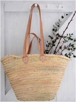 Moroccan Market Basket Double Leather Handle Shopping Tote