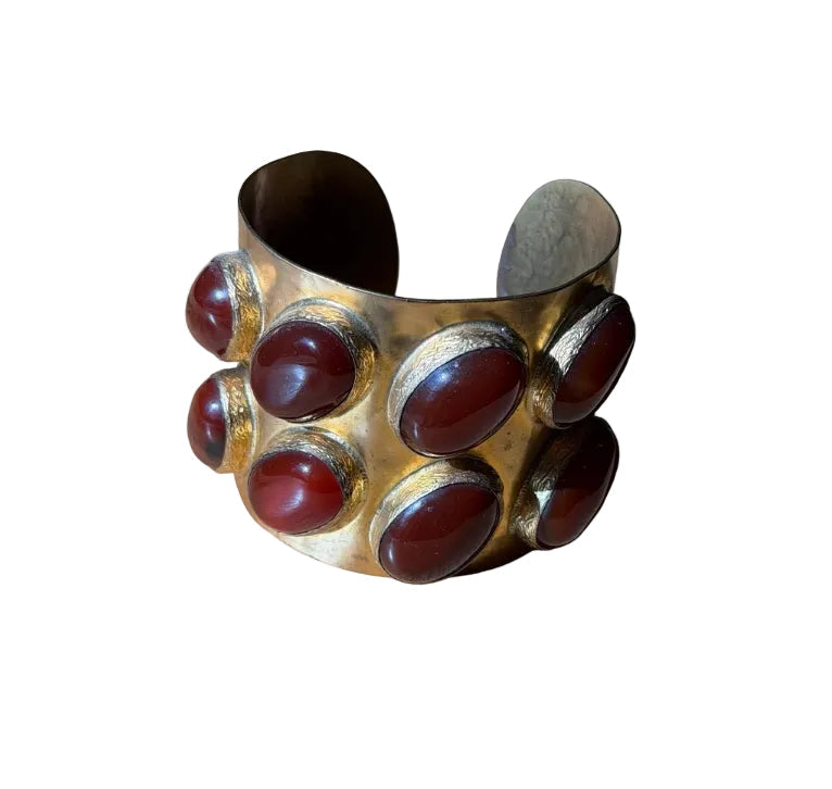 Cuff Bracelet Carnelian Cabochon