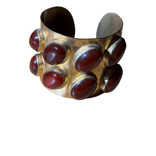Cabochon Wide Cuff Bracelet