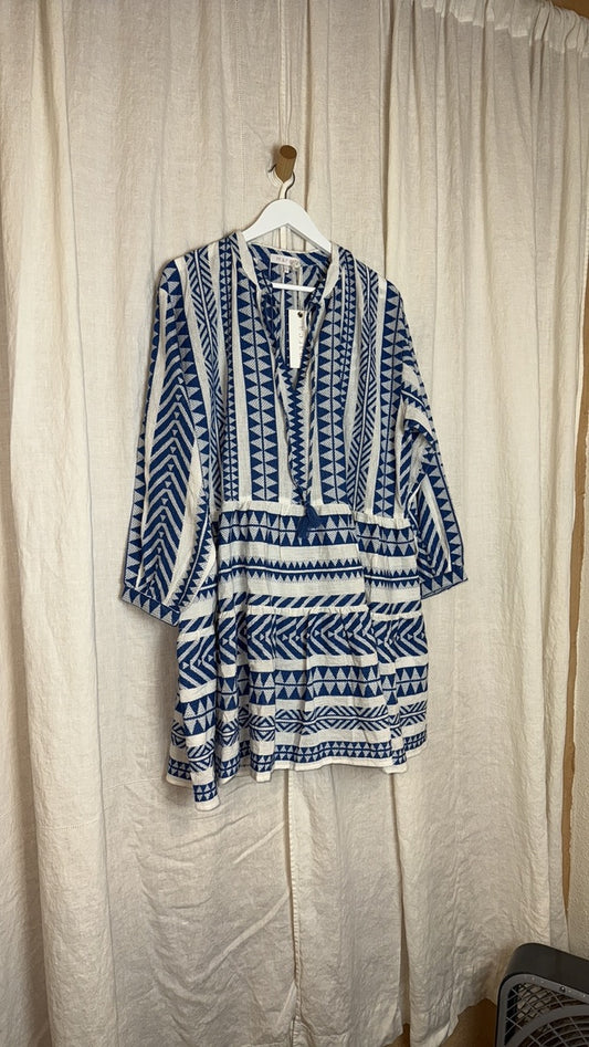 MAREA Mykonos Dress Blue/White