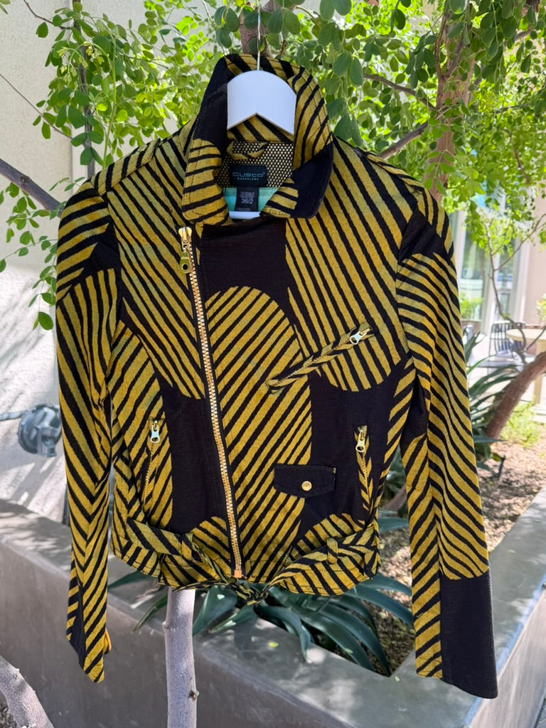 CUSTO BARCELONA Gold & Black 1980s Jacket, Size 2