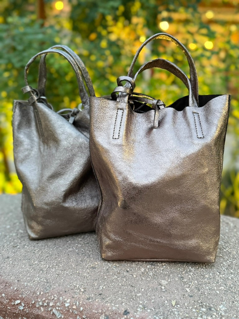 MINI TOTE METAL GOLD