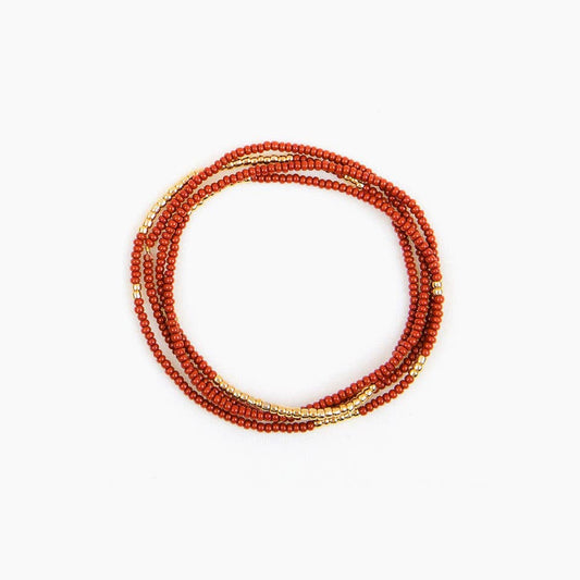 Gold Bead Stretch Necklace Wrap Bracelet: Brick