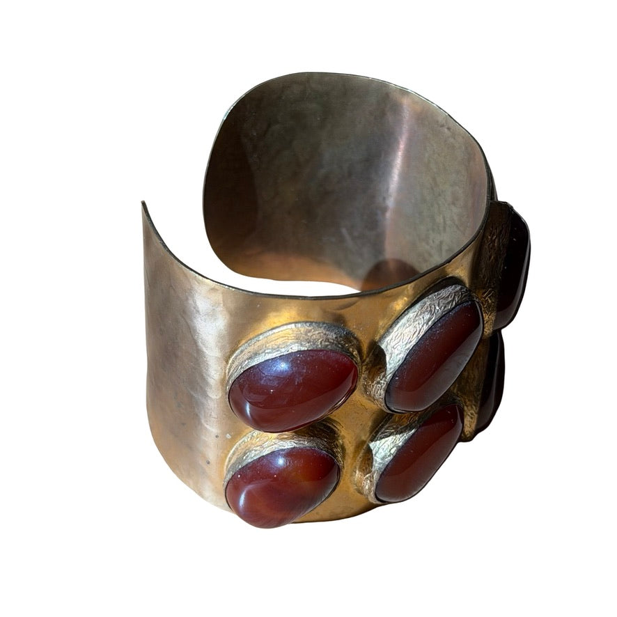 Cuff Bracelet Carnelian Cabochon