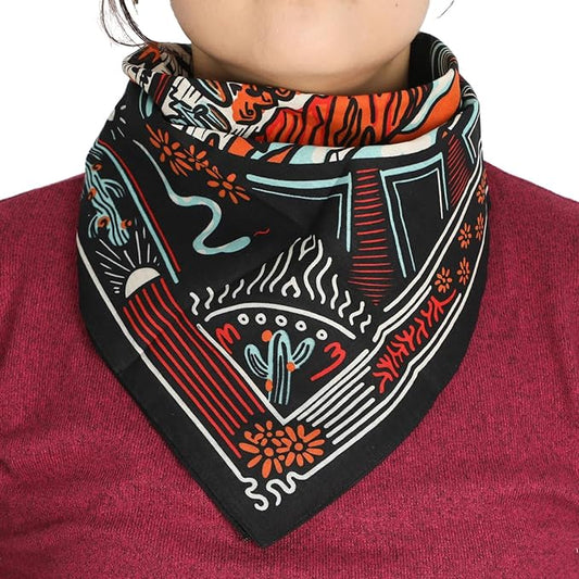 Western Bandana - High Des Landscape Blk/Turquoise
