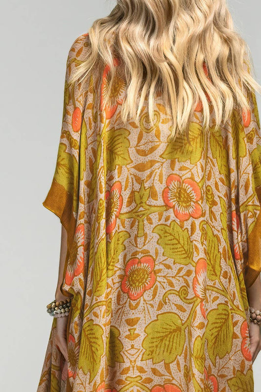Vintage Floral Print Kimono: FLOWER/RETRO