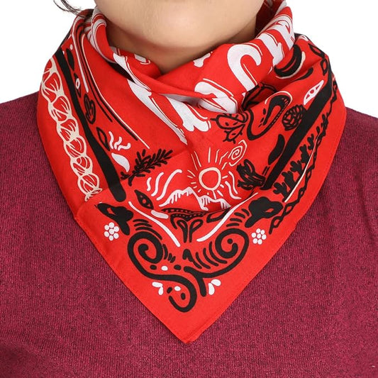 Western Theme Cotton Bandana - Can't Tame a Cowgirl in Red & Black