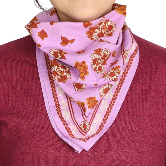 Western Cotton Bandana - Lilac Pink Floral