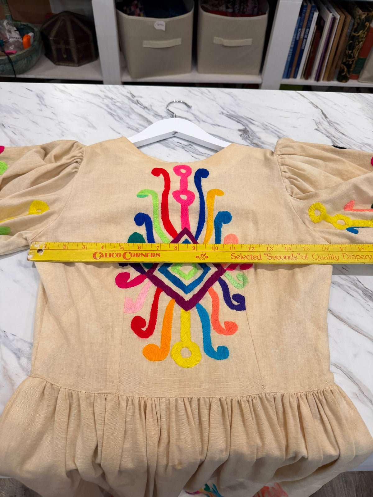 VINTAGE Flower Child Festival Linen Dress 60’s XS