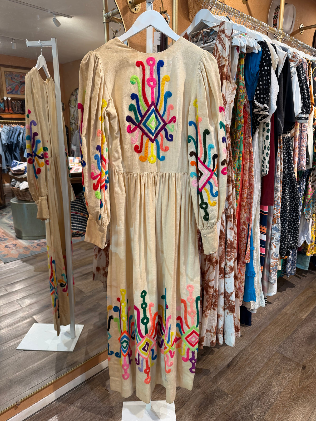 VINTAGE Flower Child Festival Linen Dress 60’s XS