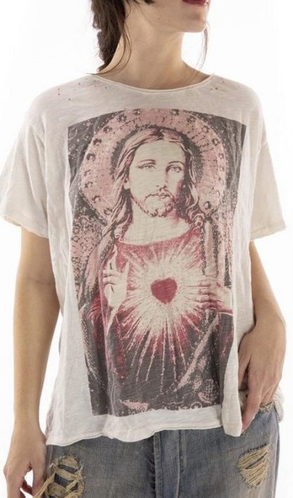 MAGNOLIA PEARL Jesus Boyfriend Cut Distressed Tee