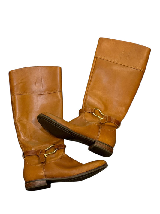SPERRY Tall Leather Boots, Equestrian Vibe, Warm Saddle Brown, 9