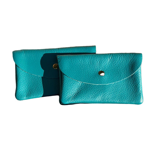 Leather CELL PHONE WALLET Turquoise