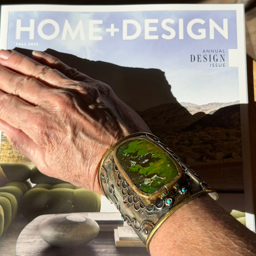Cuff Bracelet Green Jasper Cabochon