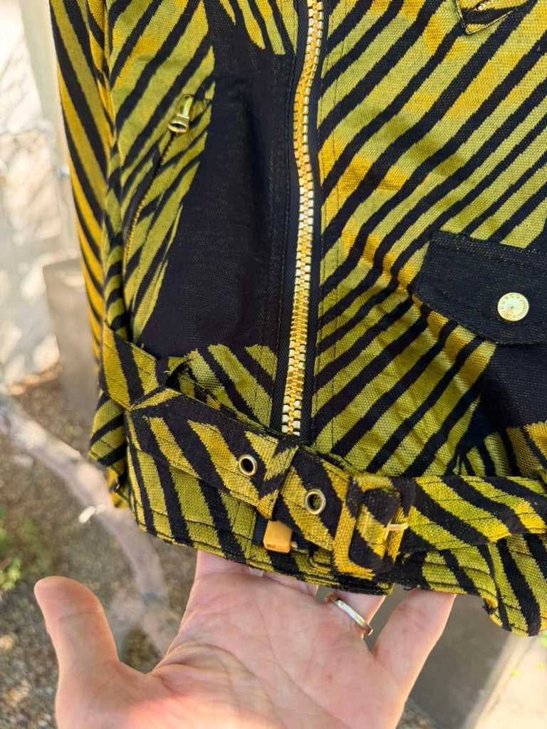 CUSTO BARCELONA Gold & Black 1980s Jacket, Size 2